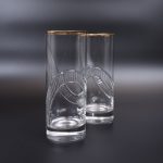 CrystalCut Handmade Glass with Gold Rim - Set of 2