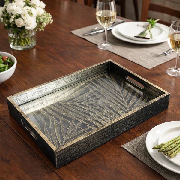 Rectangular Leaf Look Luxury Serving Tray