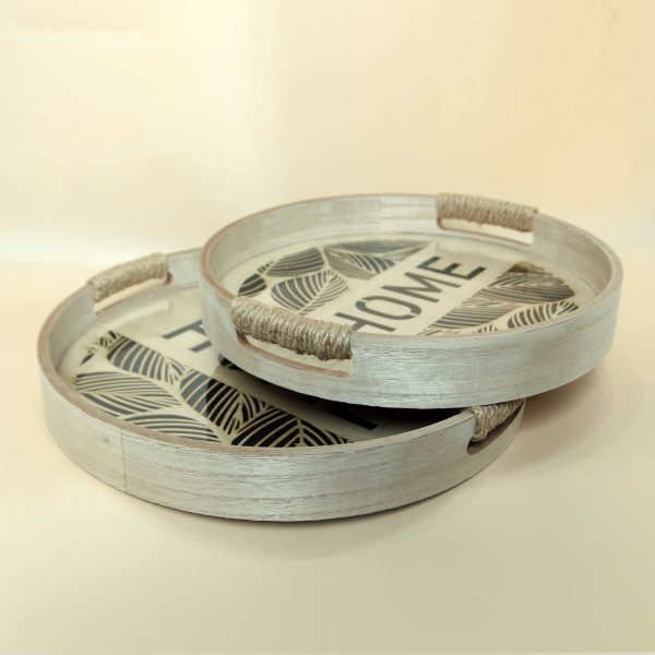 Wooden Decorative Serving Trays - Set Of 2