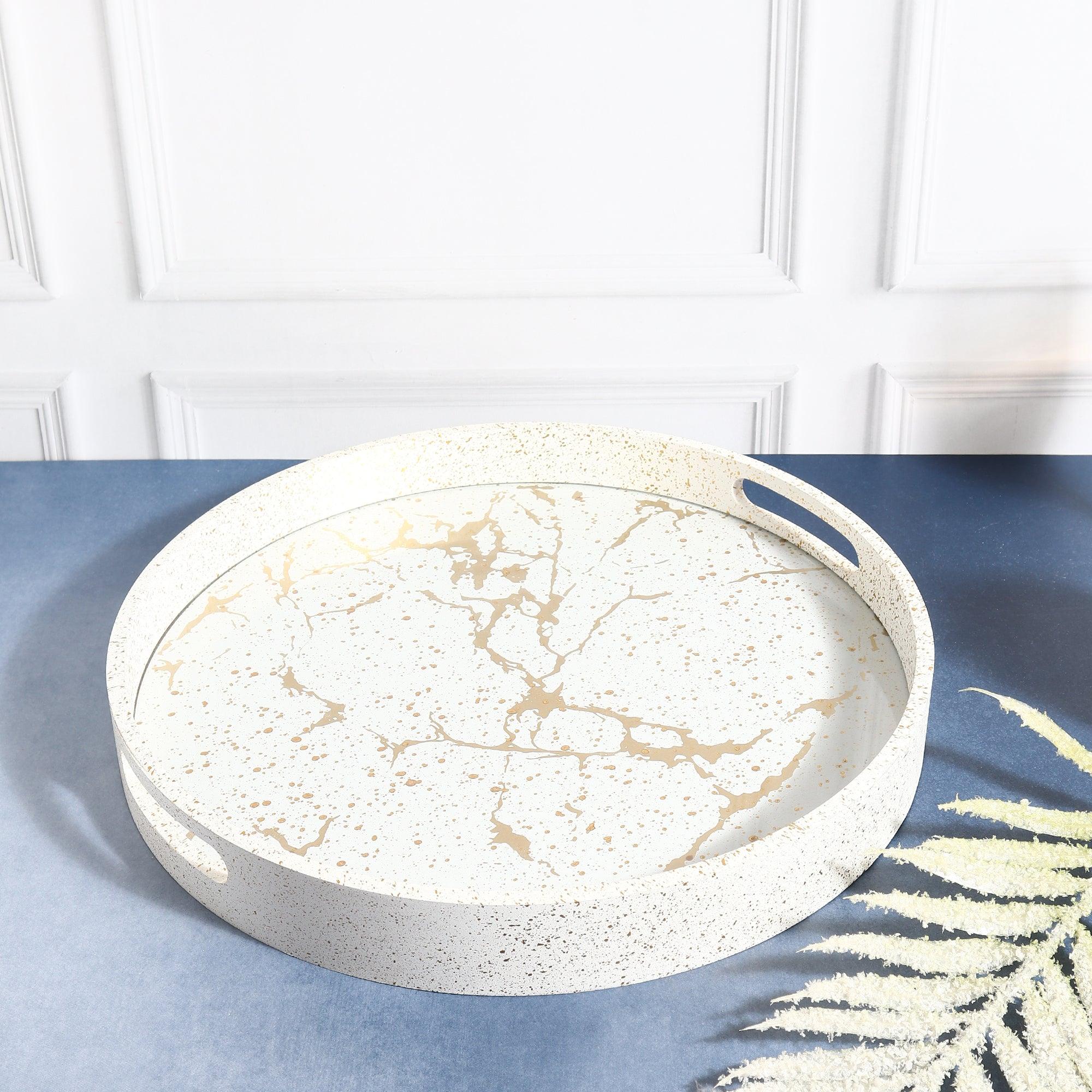 Round Marble Look Luxury Serving Tray - Image 3