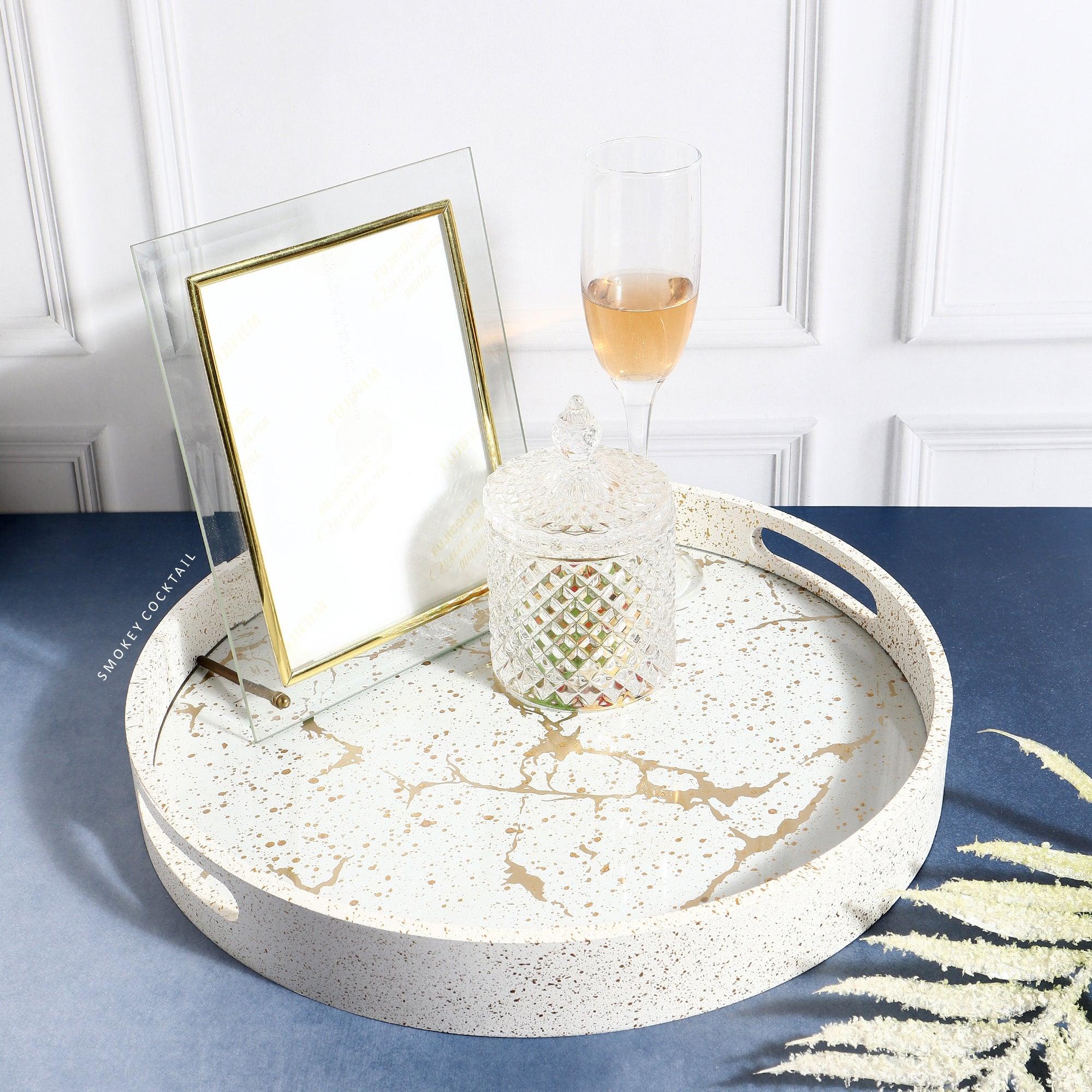 Round Marble Look Luxury Serving Tray - Image 2