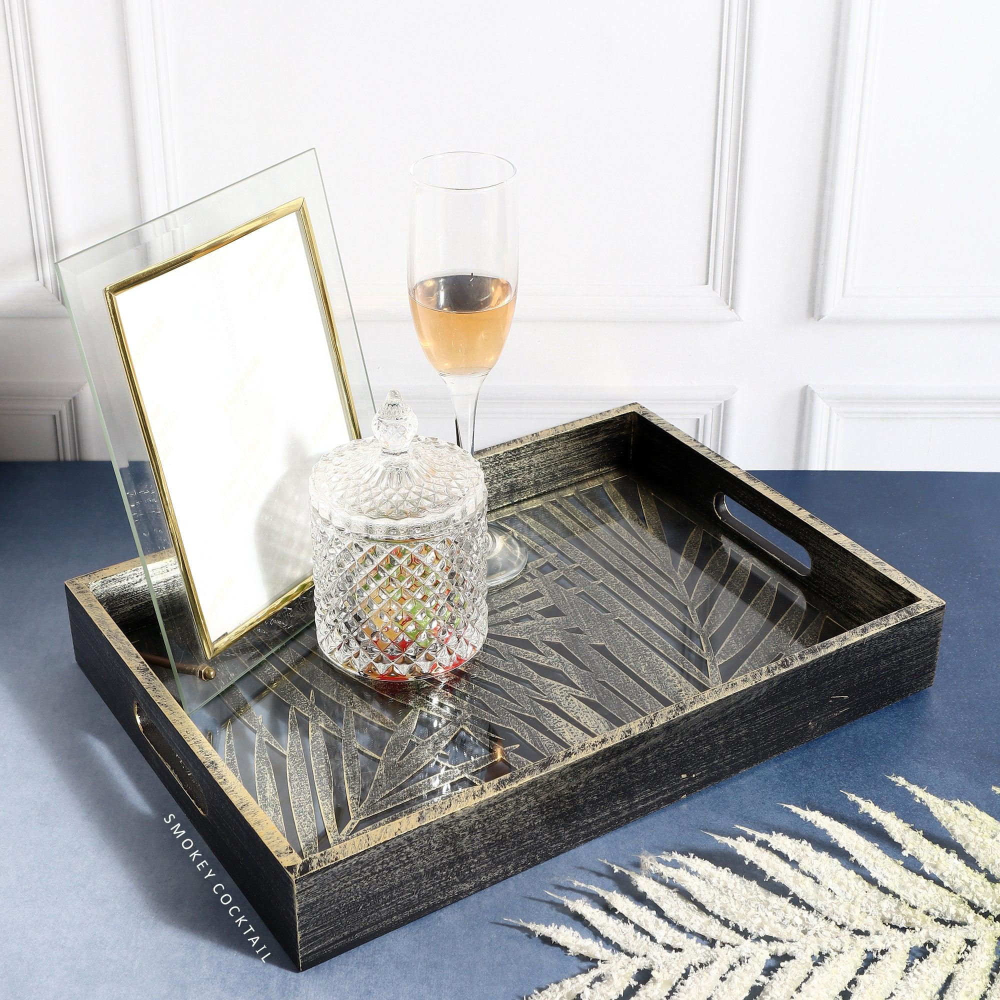 Rectangular Leaf Look Luxury Serving Tray - Image 2