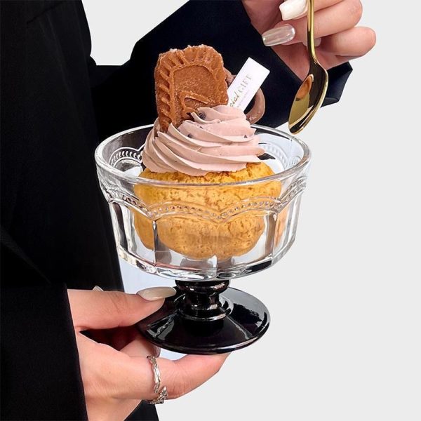 Glossy Black Stem Multi Serving Glass - Set Of 6