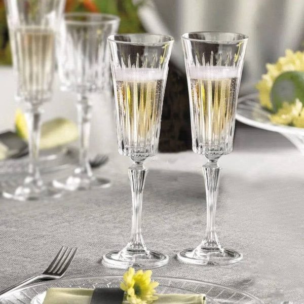 made in italy - timeless champagne crystal glass - set of 2