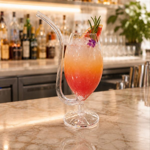 Curved Straw Cocktail Glass - Set Of 2