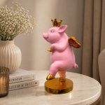 Royal Pink Pig Winged Decor