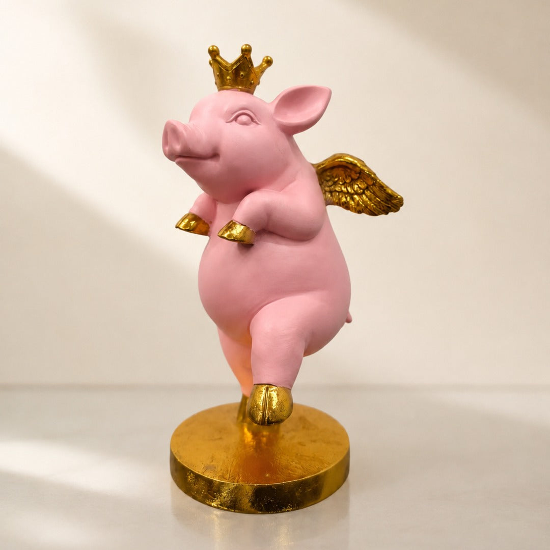 Royal Pink Pig Winged Decor - Image 2