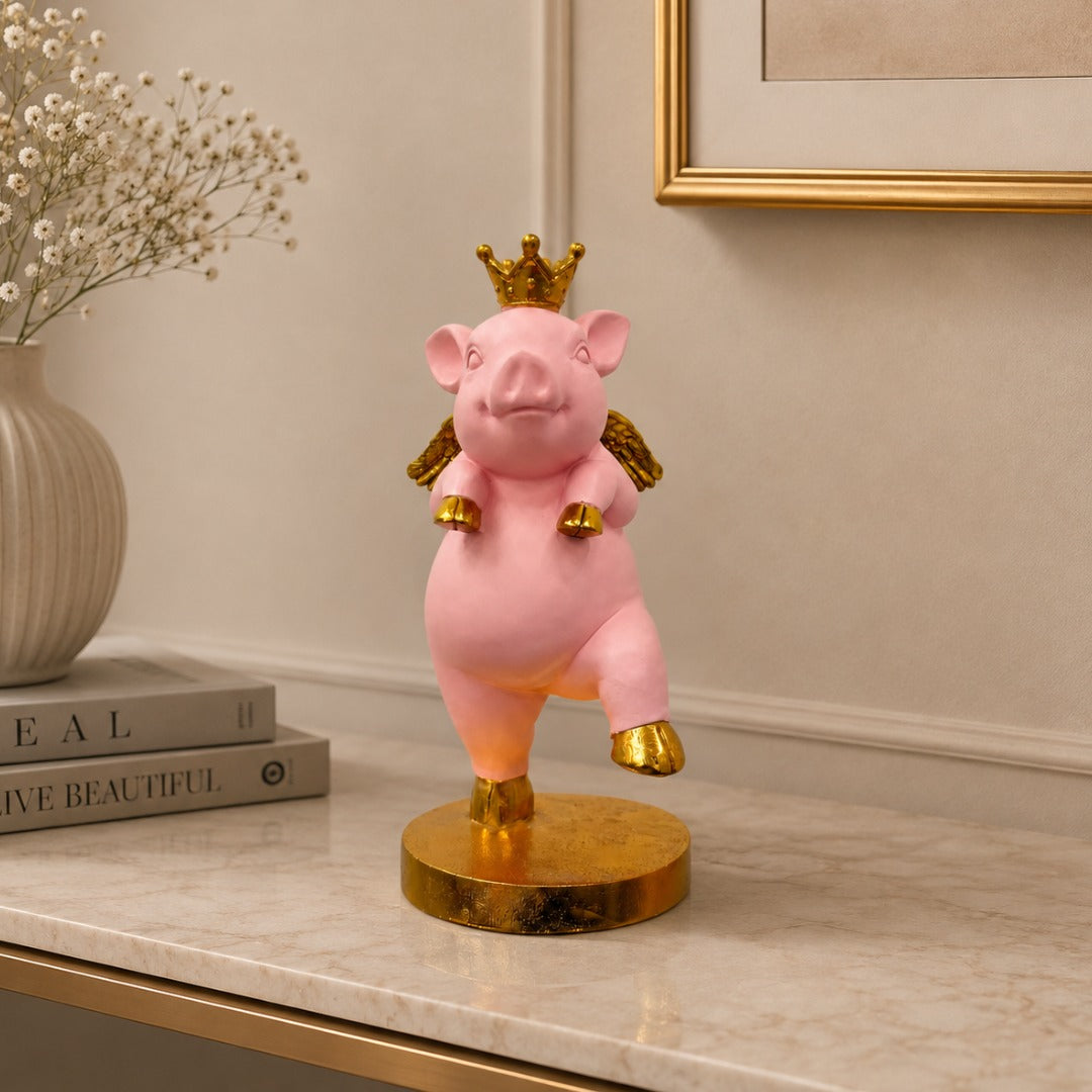 Royal Pink Pig Winged Decor - Image 3