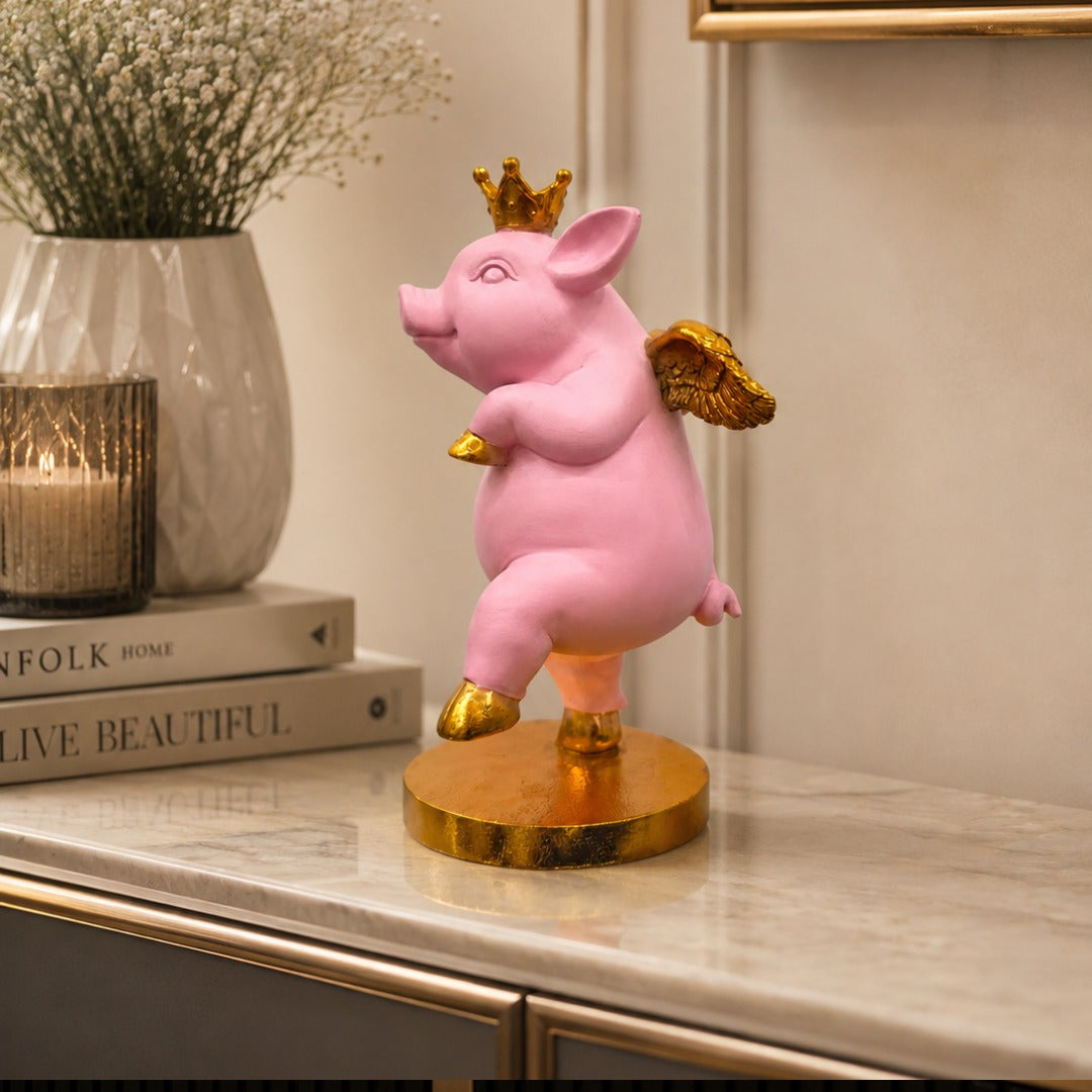 Royal Pink Pig Winged Decor - Image 4