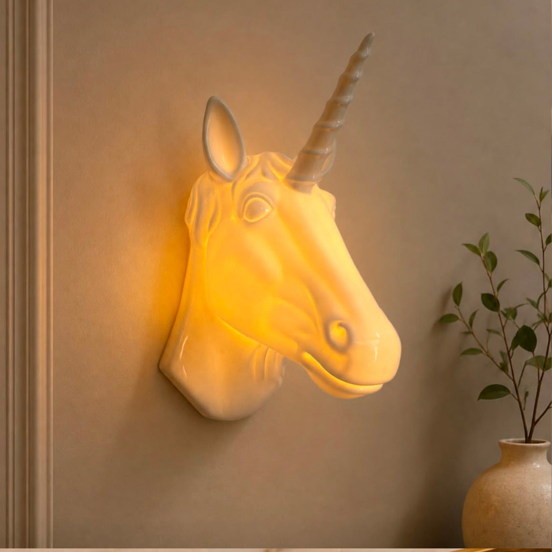 Glossy White Unicorn Head Wall Sculpture - Image 4