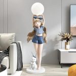 Blonde Girl Moonlight Bunny Figurine (Imported)