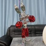 Silver Boxing Rabbit Figurine - Imported
