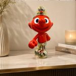 Glossy Smurf Red & Gold Cartoon Figurine Decor - Imported