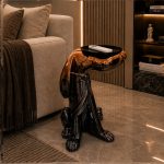 Glossy Black Dog-Shaped Bar Stand - Imported