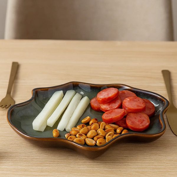 Handcrafted Zigzag Stoneware Platter