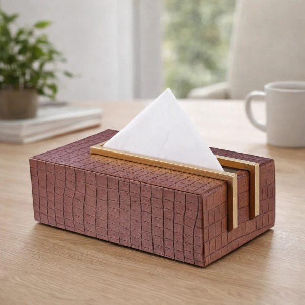 LEATHER TRAY & TISSUE HOLDER