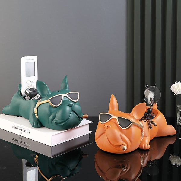 FRENCH BULL DOG STORAGE BOX AND TISSUE HOLDER