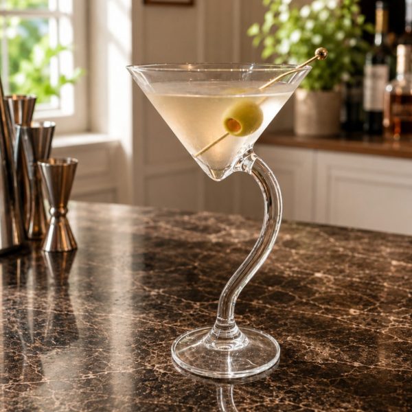 Handcrafted Curved Martini Glass - Set Of 2