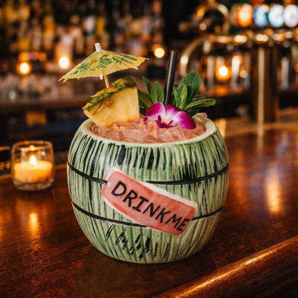 Drink Me Ceramic Tiki Cocktail Glass - Set Of 4