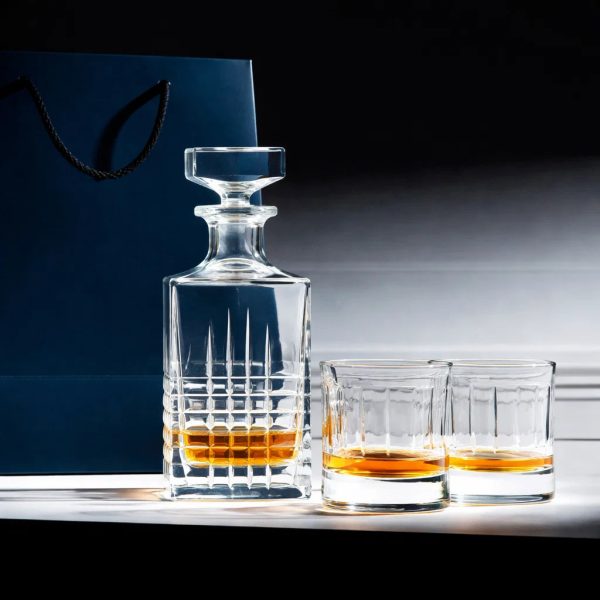 da vinci hand-cut crystal decanter glass - set of 3