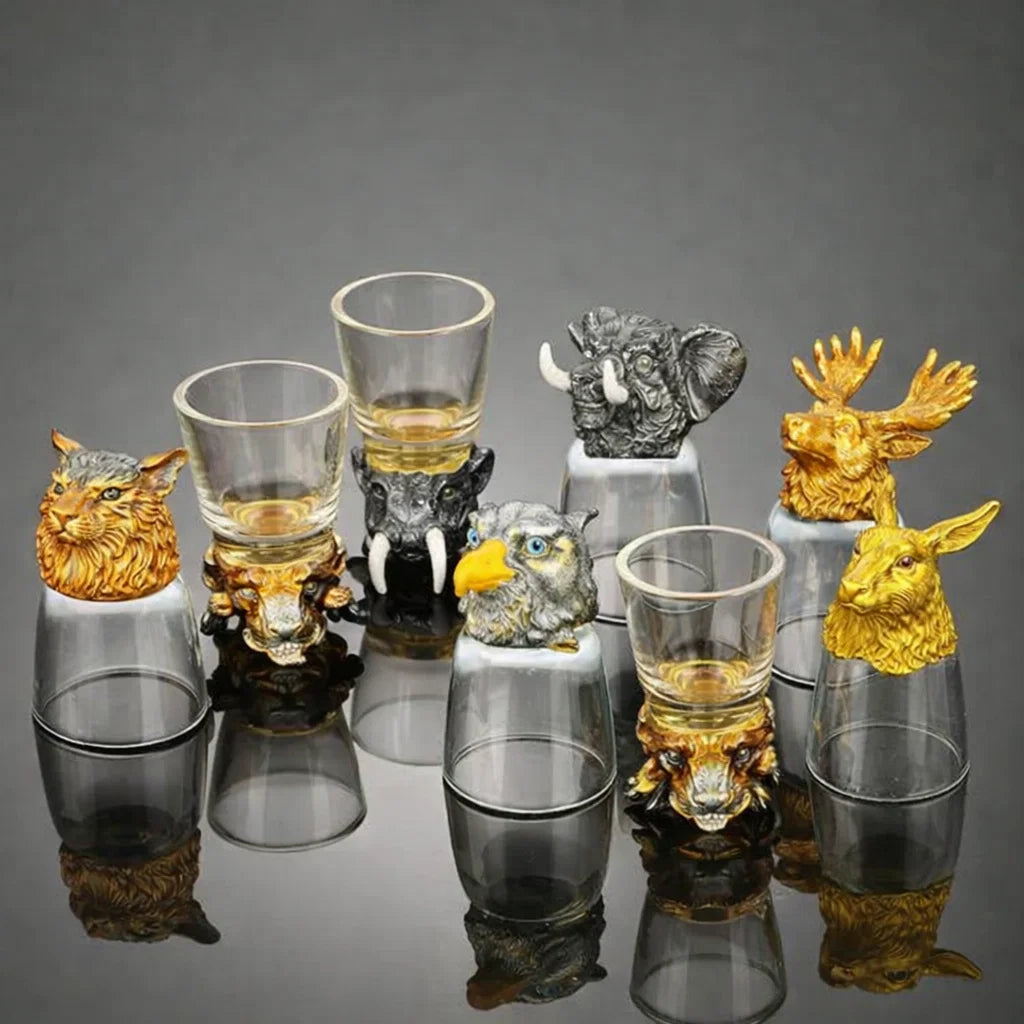 Safari Animal Head Shotglass - Set Of 6 (Gift Box) - Image 2