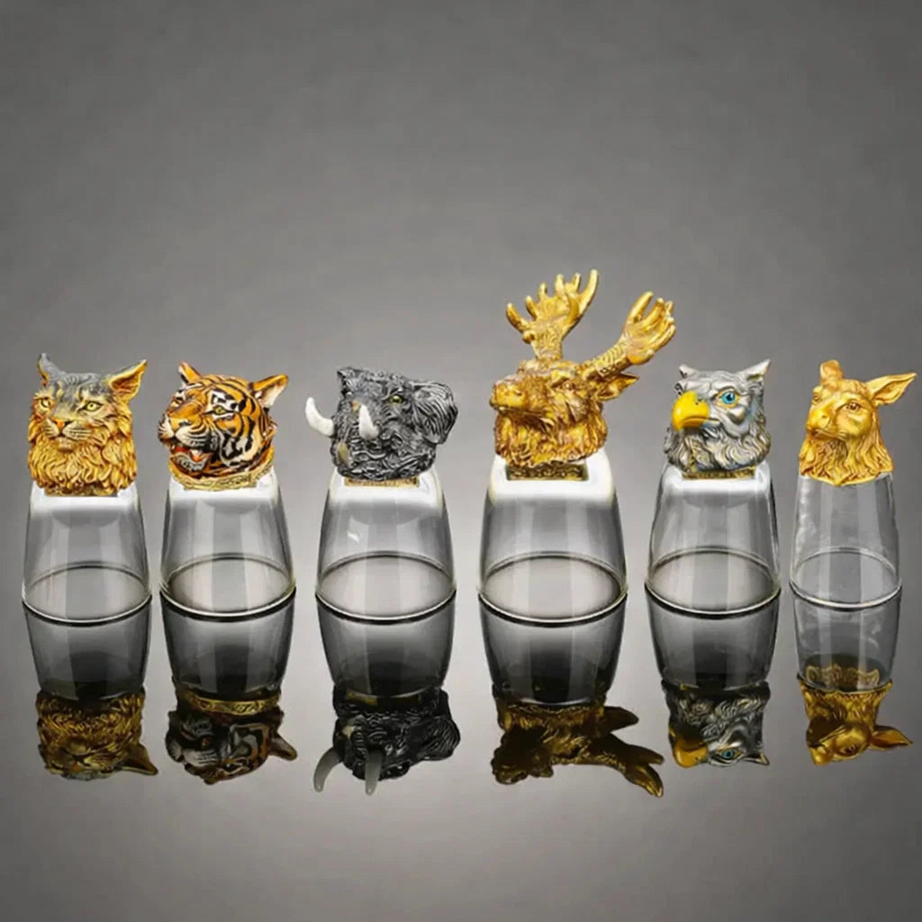 Safari Animal Head Shotglass - Set Of 6 (Gift Box)
