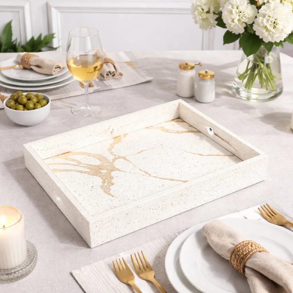 Rectangular Marble Look Luxury Serving Tray
