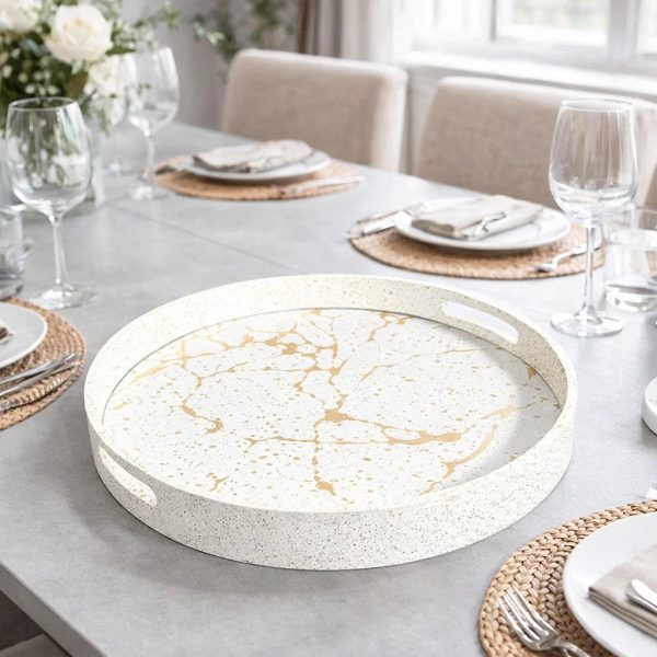 Round Marble Look Luxury Serving Tray